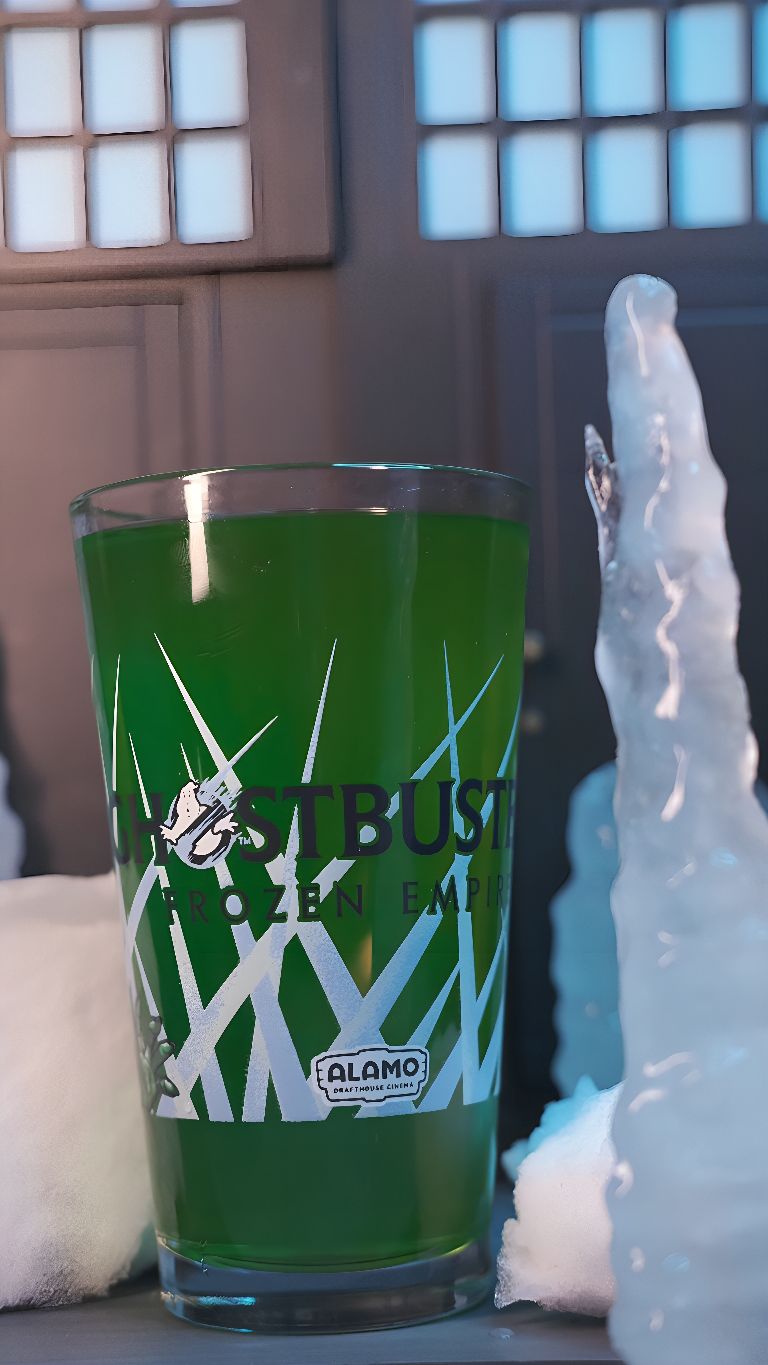 Alamo Drafthouse Ghostbusters Frozen Empire Slimer Pint Glass