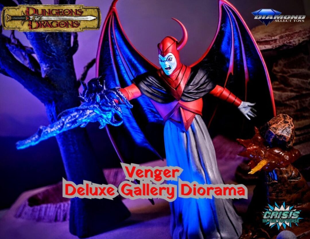 Venger Deluxe Gallery Diorama from Diamond Select Toys, showcasing the iconic villain from the 1980s Dungeons & Dragons animated series in high-quality PVC.