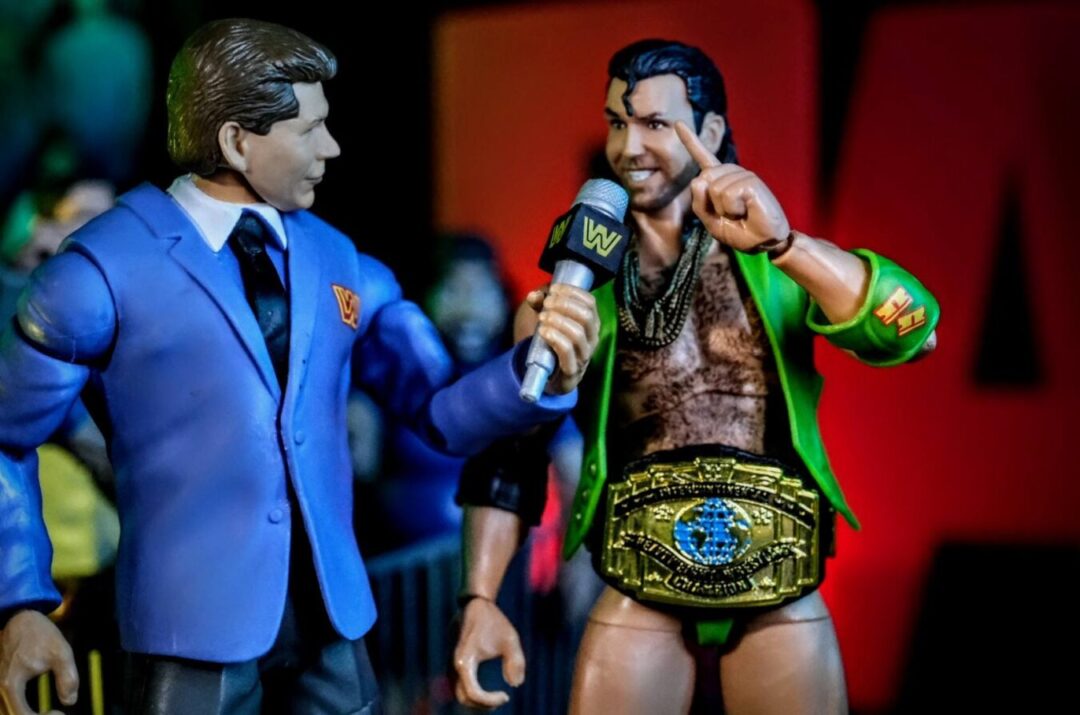 WWE Ultimates Razor Ramon Mattel figure cutting promo with microphone and Intercontinental Championship belt