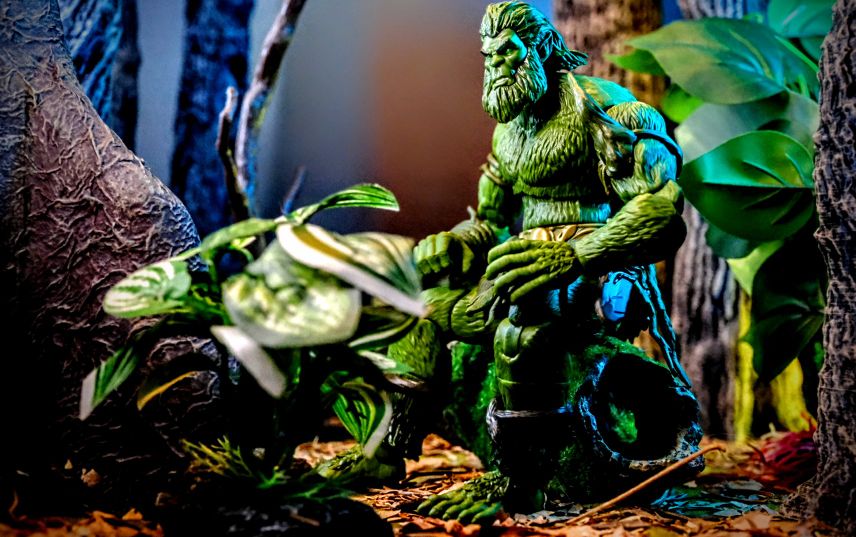 Masterverse Moss Man JCC47 Seated Forest Diorama Masters of the Universe Masterverse New Eternia Moss Man JCC47 action figure seated in forest diorama