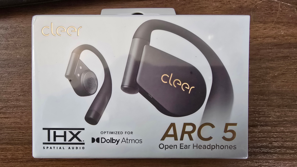 Cleer ARC 5 open-ear wireless earbuds with touchscreen charging case