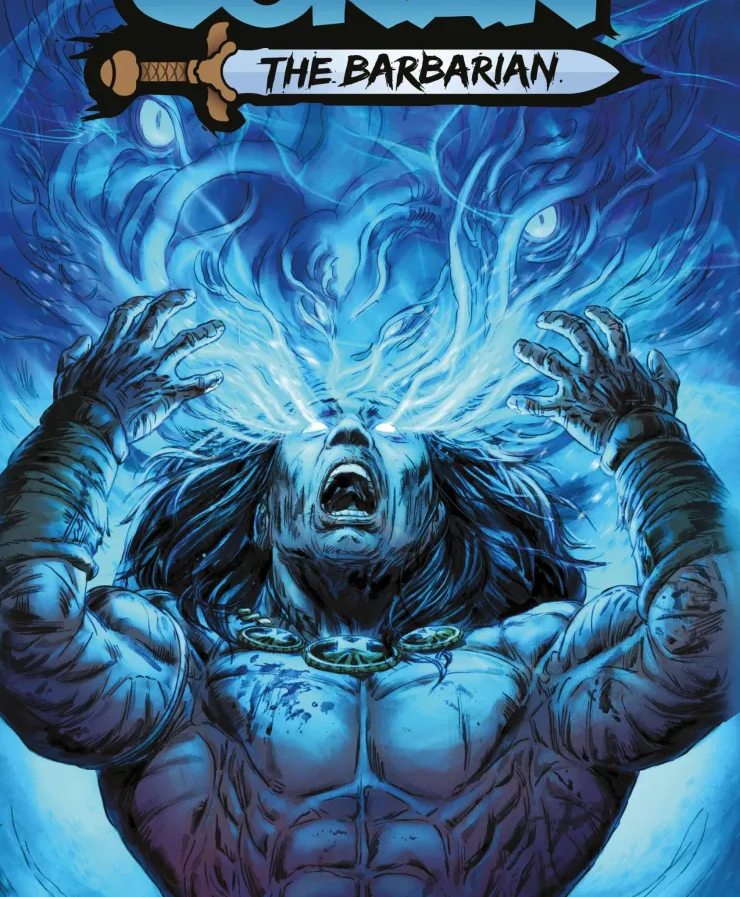 Conan the Barbarian #30 cover and interior art featuring Conan facing the Son of the Tooth