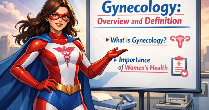 Female superhero beaks down gynecology