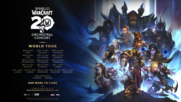 World of Warcraft 20 Years of Music world tour promotional image for the official Blizzard concert series