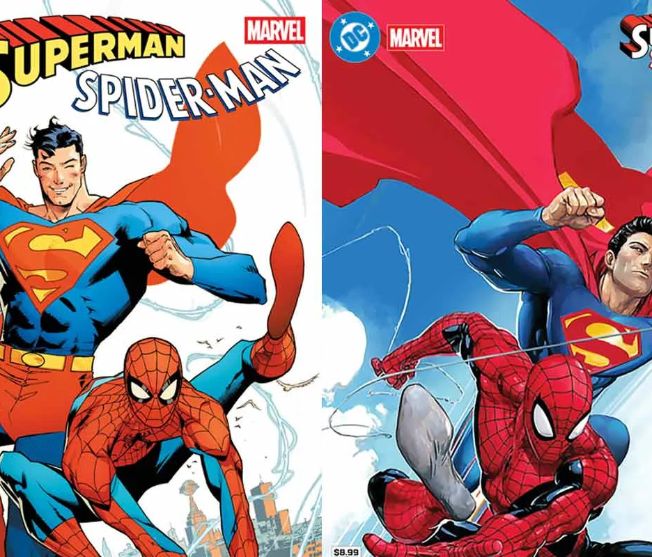 Cover art for DC/Marvel Superman/Spider-Man #1 reviewed by Comic Crusaders