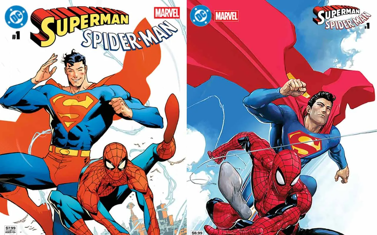 Cover art for DC/Marvel Superman/Spider-Man #1 reviewed by Comic Crusaders