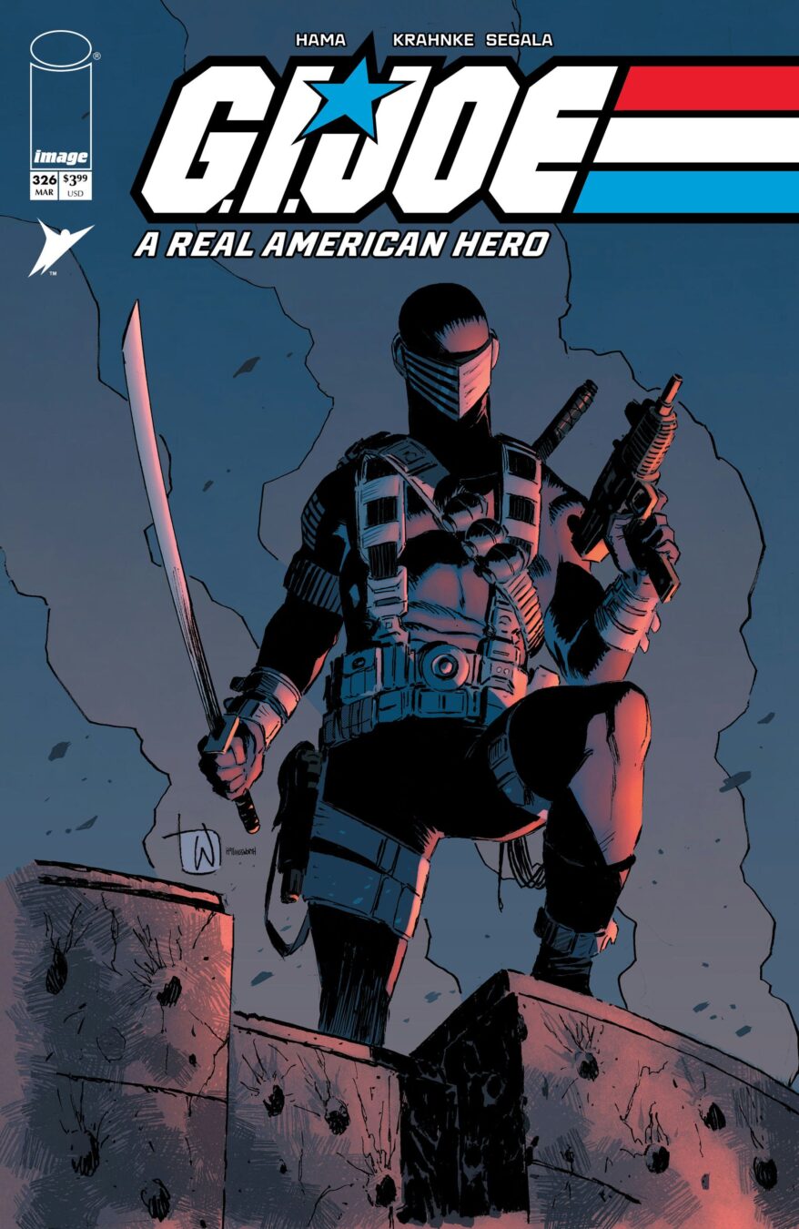 GI Joe A Real American Hero #326 cover from Image Comics featuring Duke, Snake Eyes and the Joes in battle