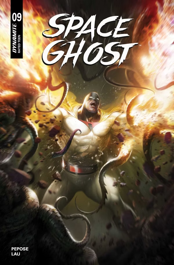 Space Ghost #9 main cover by Dynamite Comics featuring Space Ghost in cosmic action