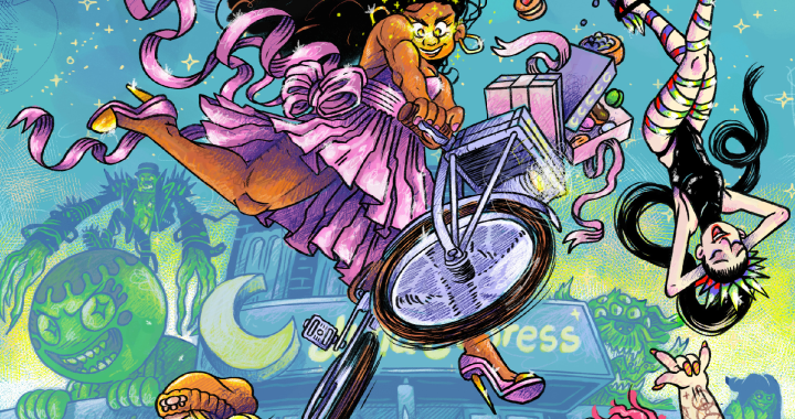 Luna Express comic cover featuring Celeste in a colorful cosmic scene