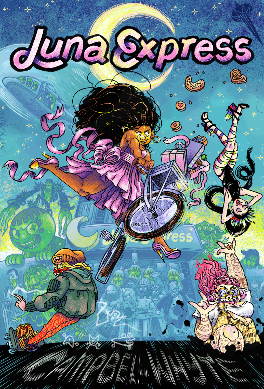Luna Express comic cover featuring Celeste in a colorful cosmic scene