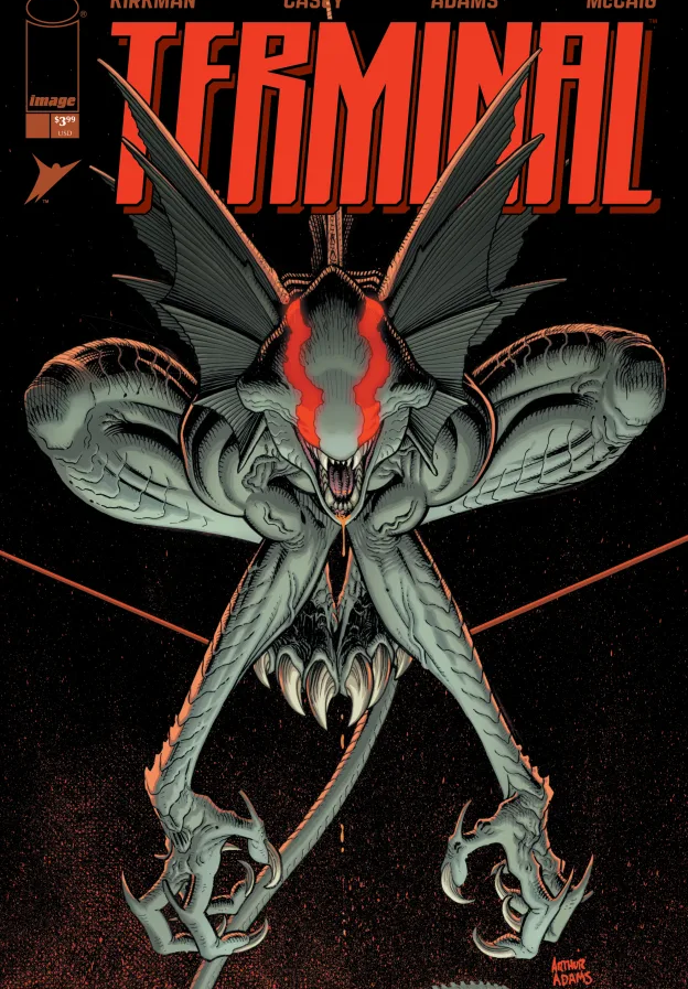 Terminal #1 comic cover featuring superhero action, cosmic horror energy, and explosive artwork from Andy Kubert