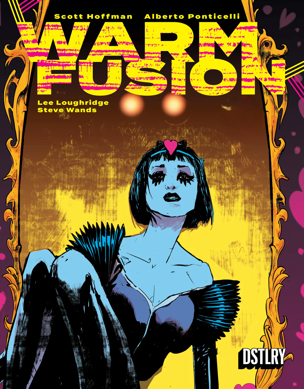 Warm Fusion hardcover cover by Scott Hoffman and Alberto Ponticelli from DSTLRY Media featuring neon cyberpunk body horror artwork