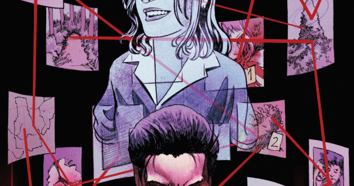 Westron #2 comic cover featuring Jan Westron surrounded by mystery clues and dark noir horror imagery.