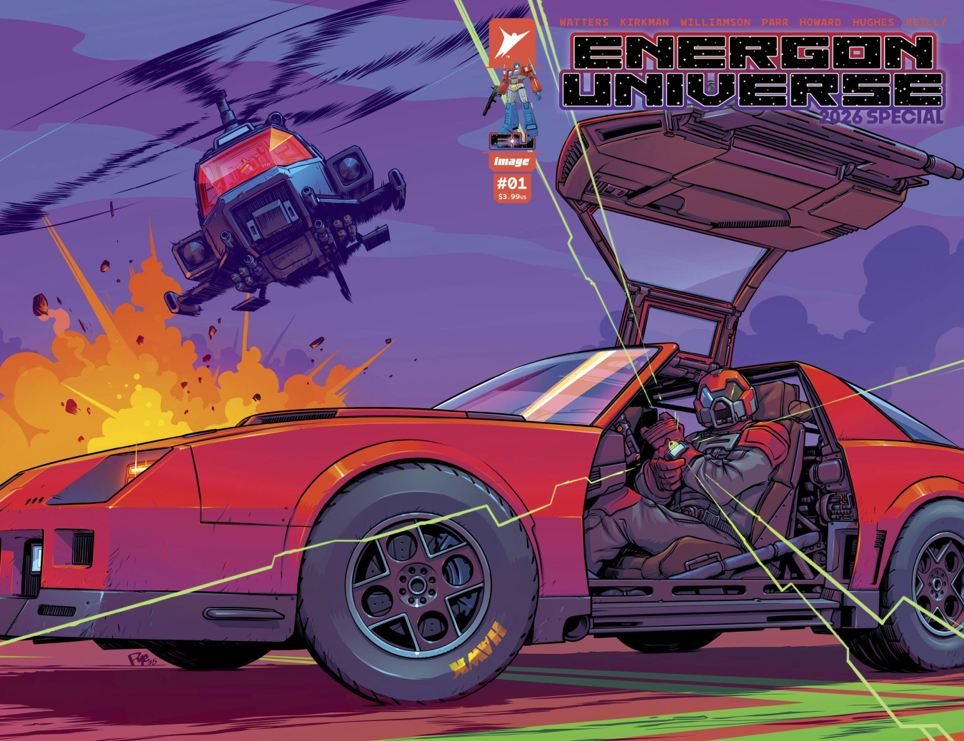 Energon Universe Special 2026 #1 cover featuring M.A.S.K. vehicle action from Skybound Image Comics and Hasbro