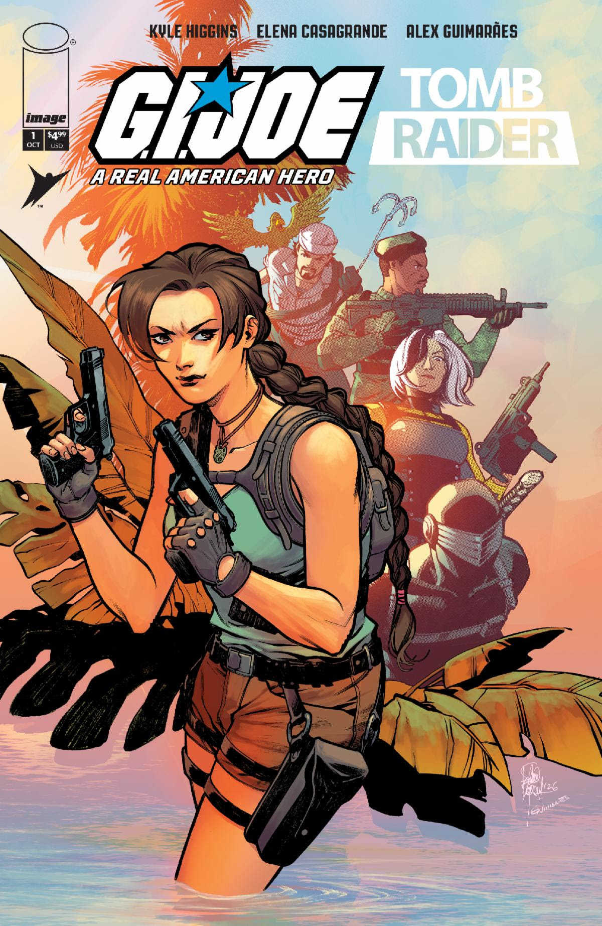 G.I. Joe A Real American Hero Tomb Raider #1 cover featuring Lara Croft alongside the G.I. Joe team