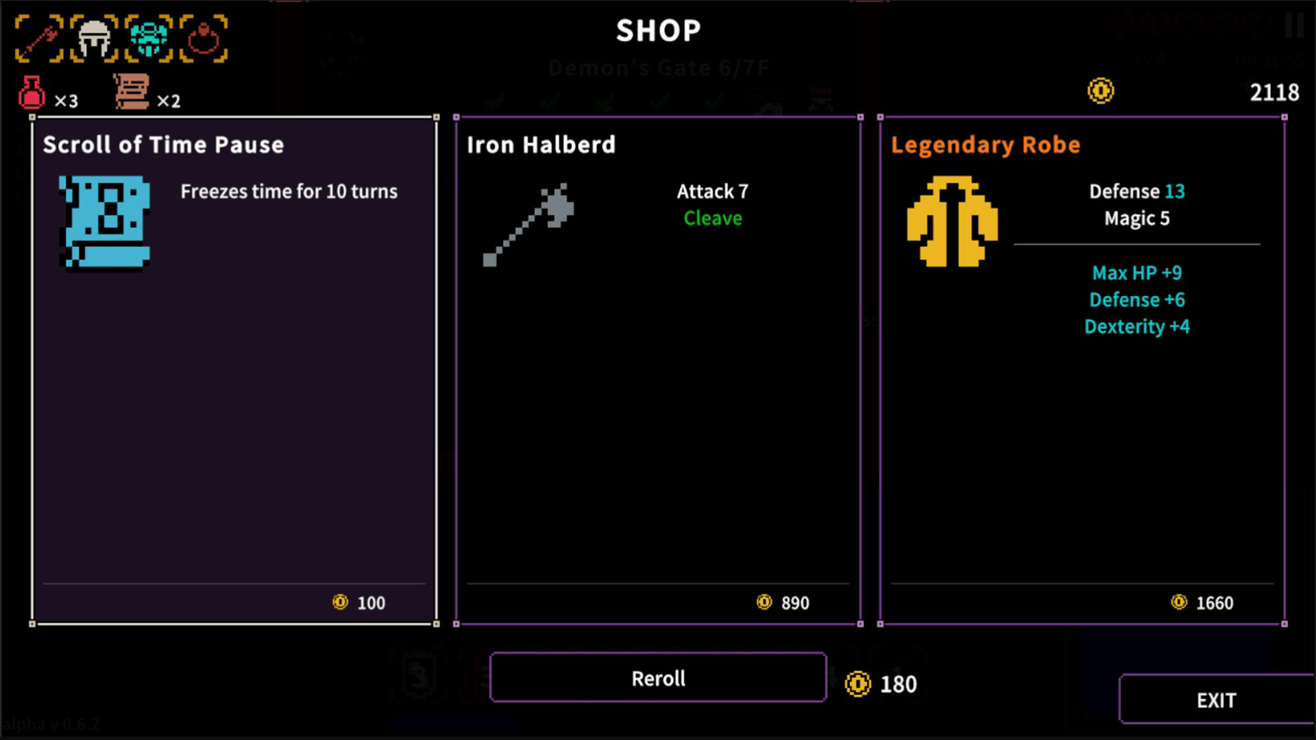 Legendary item shop in Delve Survivors