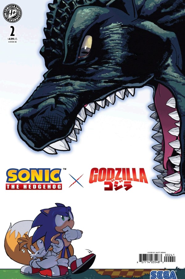 Sonic the Hedgehog x Godzilla #2 comic cover
