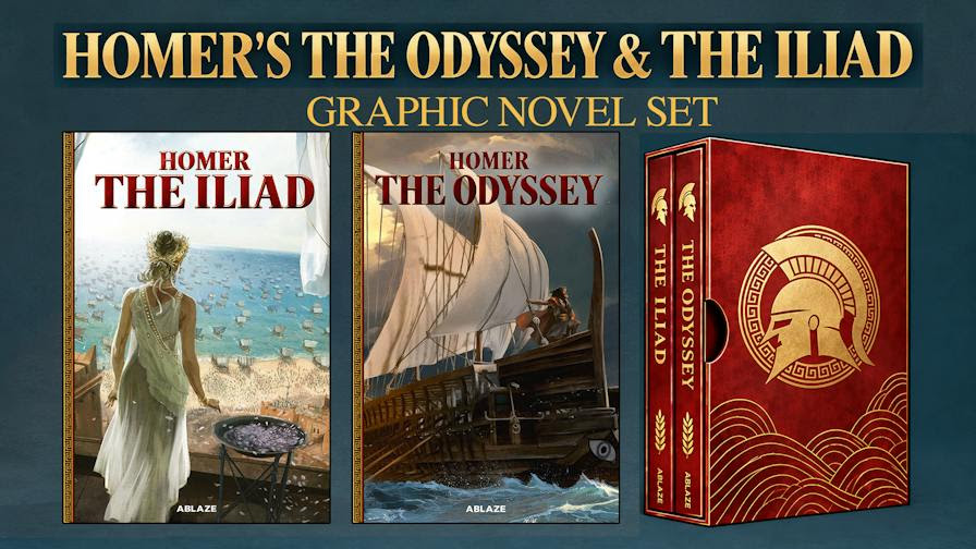 HOMER’S THE ODYSSEY & THE ILIAD GET A GRAPHIC NOVEL SET FROM ABLAZE
